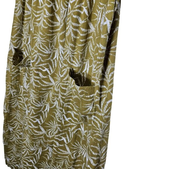 The Vermont Country Store Sleeveless Olive Leaf Print Midi Dress M Cotton Casual - Picture 5 of 8